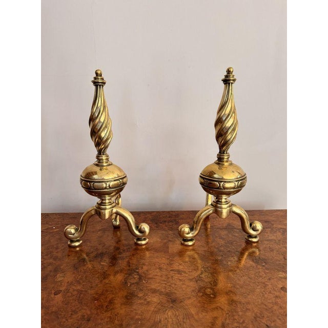Mid 19th Century Antique Victorian Brass Fire Dogs, 1860, Set of 2 For Sale - Image 5 of 5