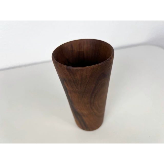 Vintage Hand-Turned Solid Teak Wood Cup For Sale - Image 9 of 12