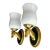 1950s French Neoclassical Brass Horse Sconces Opaline Shades by Maison Lancel For Sale