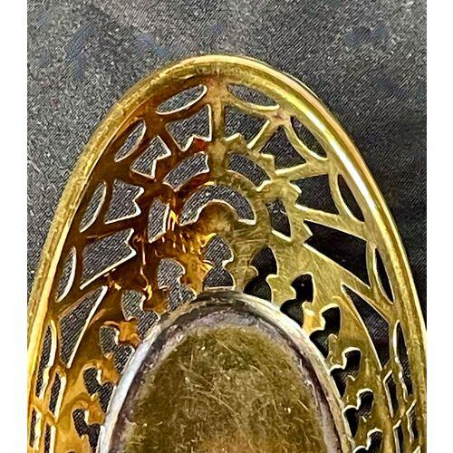 1910s Antique Silverplated & Brass Reticulated Dish For Sale - Image 5 of 8