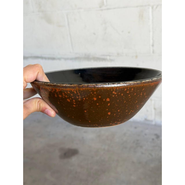 1990s Camilla Justesen Danish Modern Brown Ceramic Bowl For Sale - Image 5 of 9