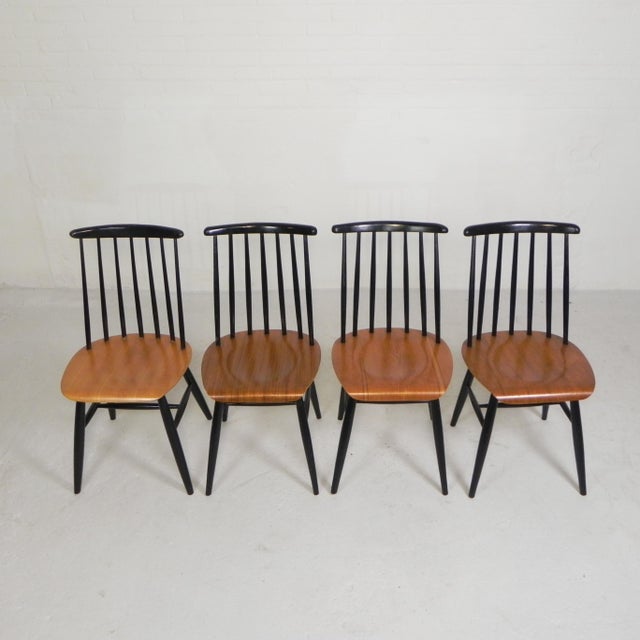 Mid-Century Modern Vintage Model Fanett Spindle Chairs from Tapiavaara, 1960s, Set of 4 For Sale - Image 3 of 18