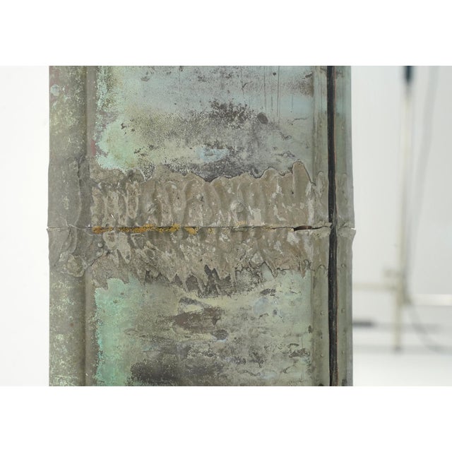 2020s Handcrafted Verdigris Copper Gutter Wall Mirror 29 X 71 In. For Sale - Image 5 of 11