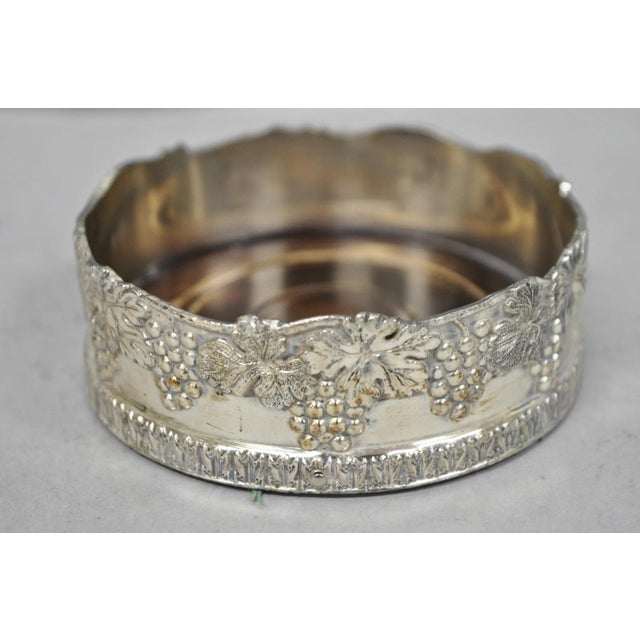 Vintage Good Art Silver Japan Silver Plated Small Wine Bottle Coaster For Sale - Image 12 of 12