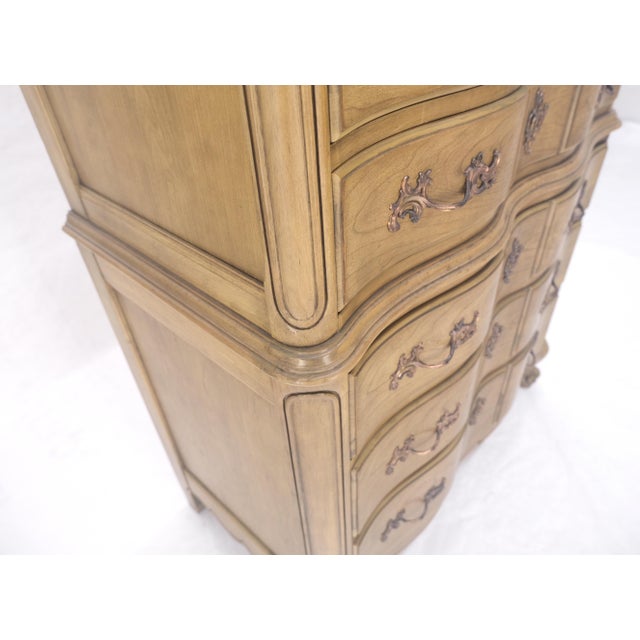 Pickled Solid Cherry Country French 6 Drawers High Chest Boy Dresser MINT! For Sale - Image 6 of 16