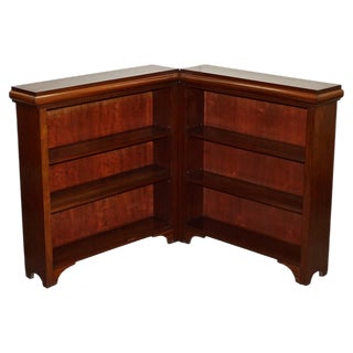 English Mahogany Corner Bookcases, Set of 2 For Sale