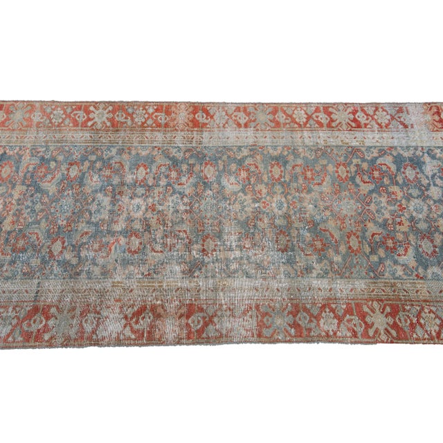 Blue Blue Vintage Persian Malayer Handmade Wool Runner For Sale - Image 8 of 13