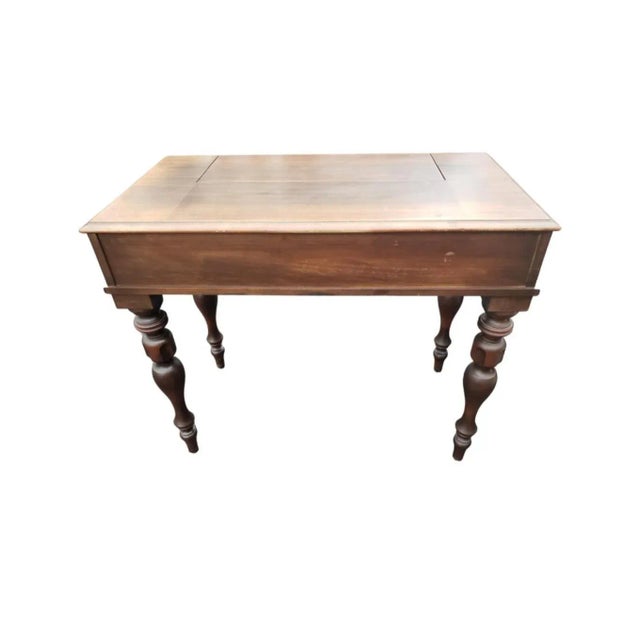 Vintage Edwardian Walnut Writing Desk, Sofa Table, Hall Table For Sale - Image 9 of 11
