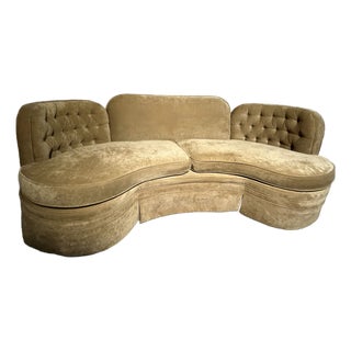 1950s Mid Century Curved Sofa For Sale