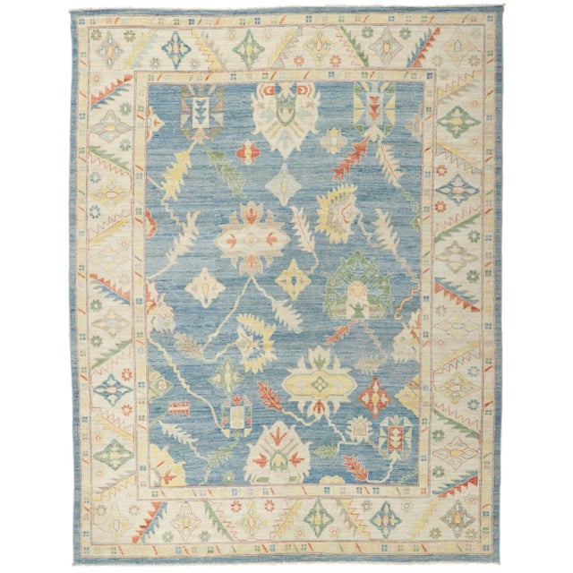 Vintage Blue Oushak Area Rug, 09'02 X 11'09 For Sale - Image 9 of 9