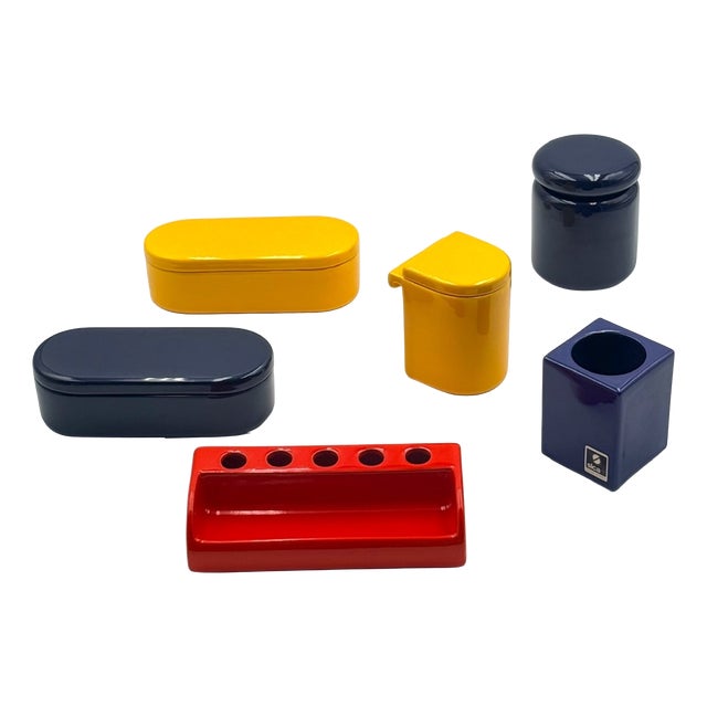 Ceramic Desk Accessories by Pino Spagnolo for Sicart, Italy, 1970s, Set of 6 For Sale