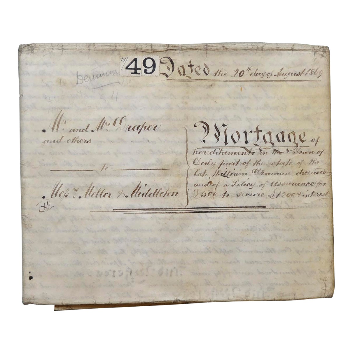 Antique 1869 English Mortgage Deed on Vellum Parchment Chairish