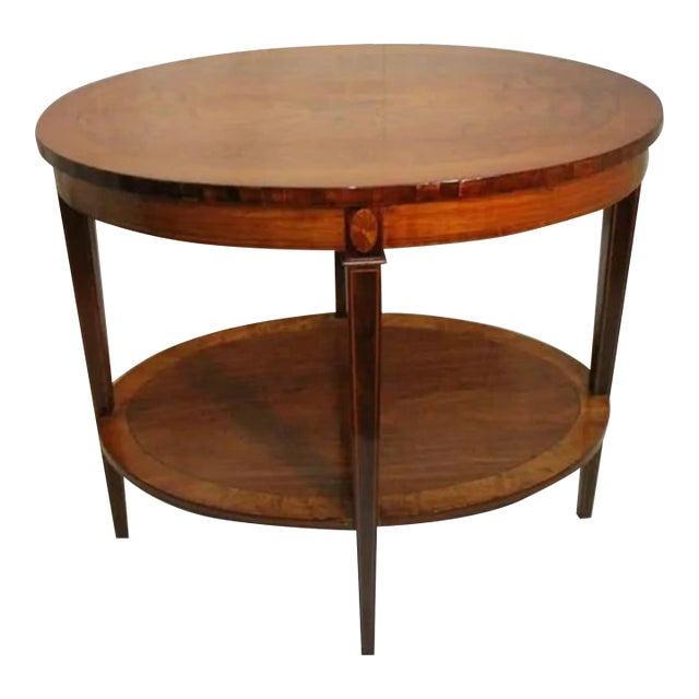 19th Century Sheraton Inlaid Marquetry Rosewood & Satinwood Oval Center Table For Sale