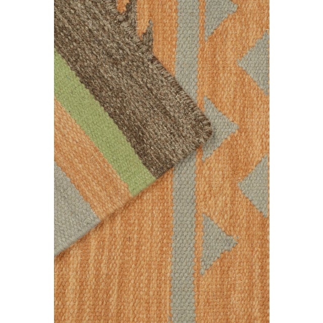 Rug & Kilim’s Tribal Style Kilim in Gold With Grey & Black Patterns