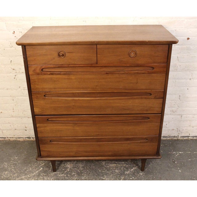 Mid 20th Century Mid 20th Century Six Drawer Walnut Highboy by American of Martinsville For Sale - Image 5 of 14