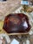 Modern Vintage Octagonal Tortoiseshell-Style Serving Tray With Brass-Tone Rim For Sale - Image 3 of 6