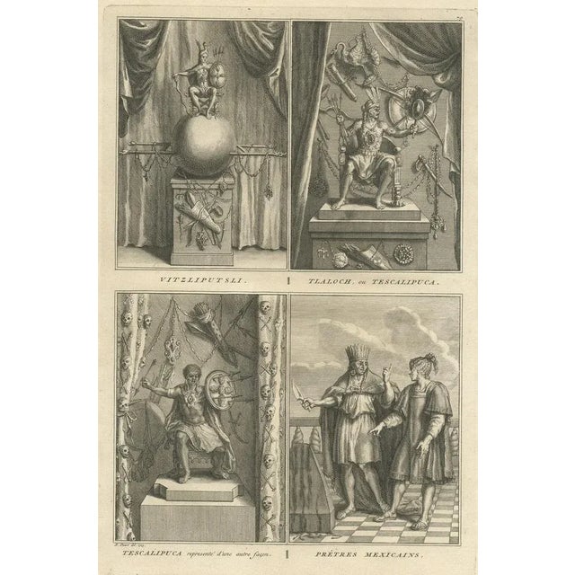 Picart, Illustration of Aztec Deities Vitzliputsli, Tlaloch or Tescalipuca, Mexico, 1723, Print For Sale - Image 3 of 5