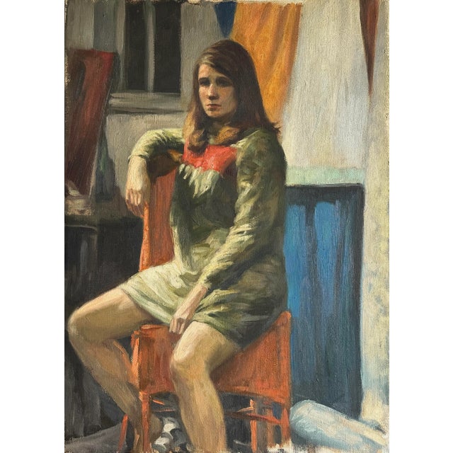 Vintage Realist Female Figurative Studio Portrait (Ca. 1950, Oil on Canvas)/Degas For Sale - Image 9 of 9
