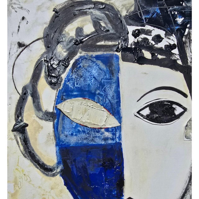 Abstract Figurative Original Oil Painting 'Portrait of a Woman' | Unframed For Sale - Image 6 of 12