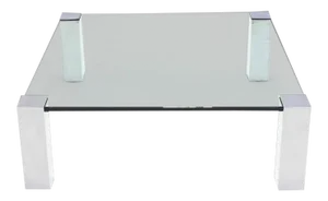 Mid-Century Modern Large Square Coffee Table on Chrome Corner Legs