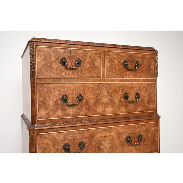 Brown Burr Walnut Chest on Chest of Drawers, 1930s For Sale - Image 8 of 12