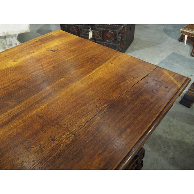 19th Century Large 19th C. Italian Renaissance Revival Carved Walnut Fratino Center Table For Sale - Image 5 of 18