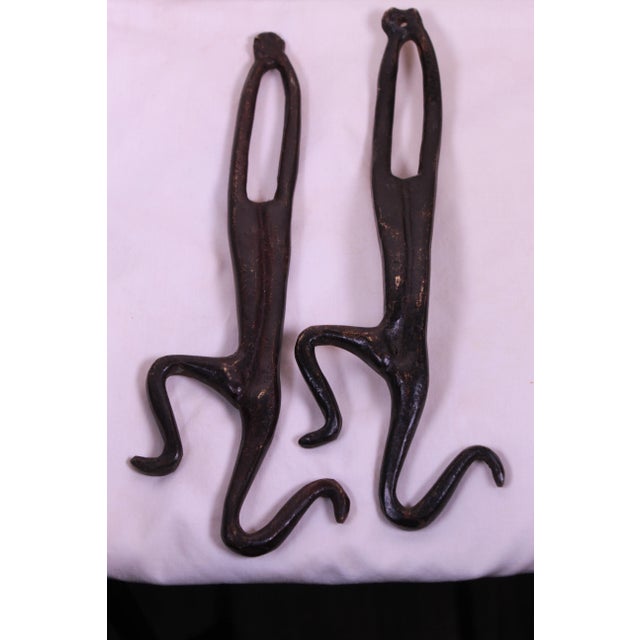 Antique Hanging Couple Raw Iron Monkey Dancers- a Pair For Sale - Image 4 of 8