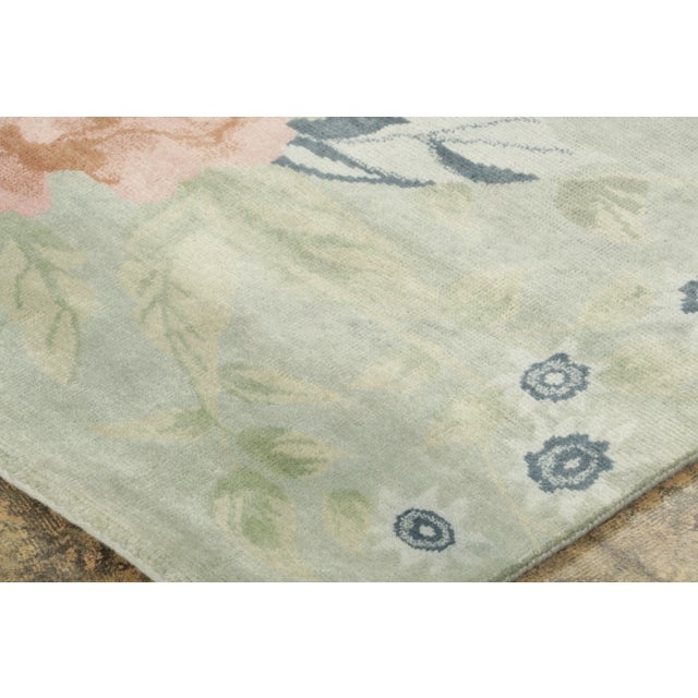 2020s Chinese Art Deco Style Square Floral Wool Rug by Rug & Kilim, India For Sale - Image 5 of 8