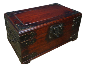 Vintage Rosewood Jewelry Box - Brass Mounted Keepsake Chest