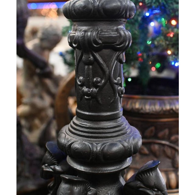 Black French Cast Iron Street Lamp with Lion For Sale - Image 8 of 11
