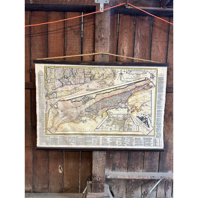 Wood 2000s New York City Canvas Map Vintage Reproduction For Sale - Image 7 of 7