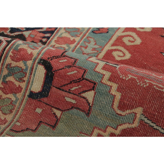 Antique Persian Serapi Rug in Red & Blue Geometric Medallion - Rug & Kilim For Sale In New York - Image 6 of 7