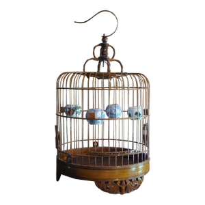 1960s Chinese Rosewood and Bamboo Bird Cage