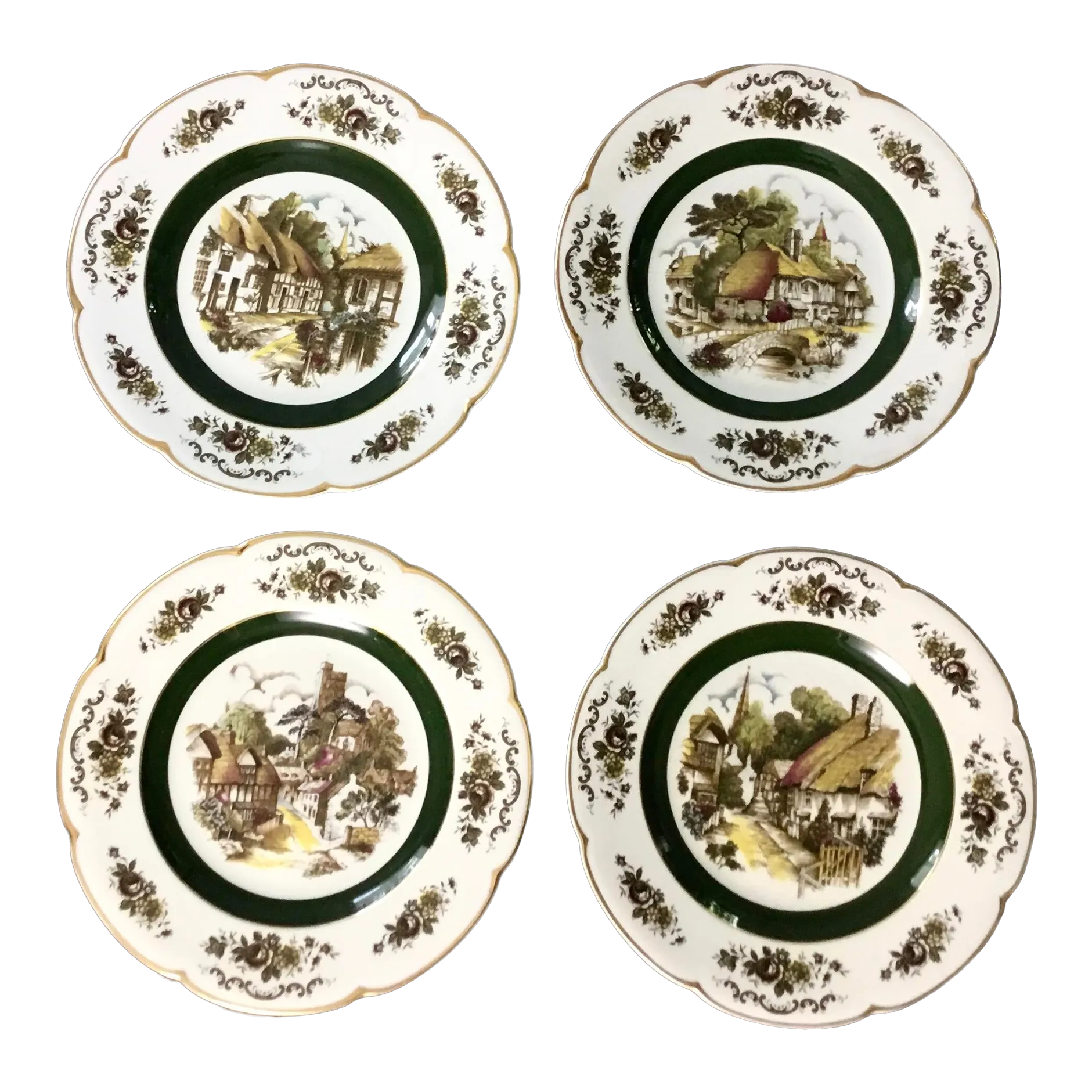 1950s Wood and Sons “Ascot Village” Charger/Plates- Set of