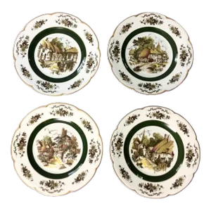 1950s Wood and Sons “Ascot Village” Charger/Plates- Set of 4