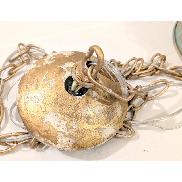 Metal Vintage Distressed Rustic Farmhouse Metal Hanging Pendant Light For Sale - Image 7 of 9