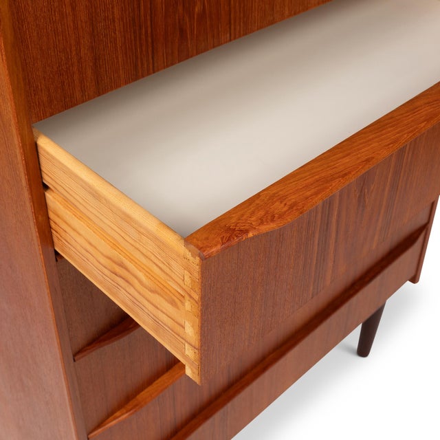 Wood Danish Mid-Century Modern Six-Drawer Teak Tallboy Dresser 1960s For Sale - Image 7 of 7