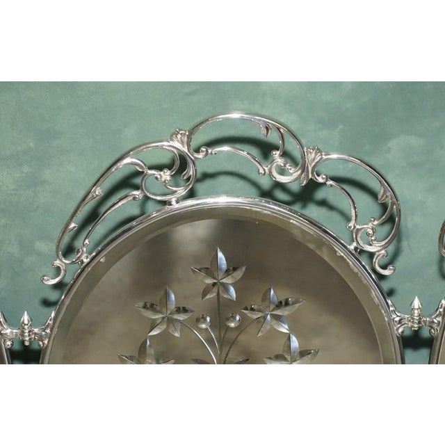 1920s Antique Art Deco Italian Silver Plated Venitian Cut Glass Fireplace Screen by Aeg, 1920 For Sale - Image 5 of 12