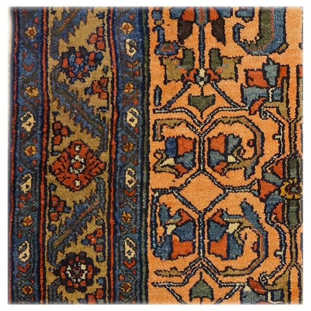 Antique Persian Lilihan Wool 5x7 Yellow, Orange & Blue Handmade Area Rug #9902439 For Sale - Image 4 of 5