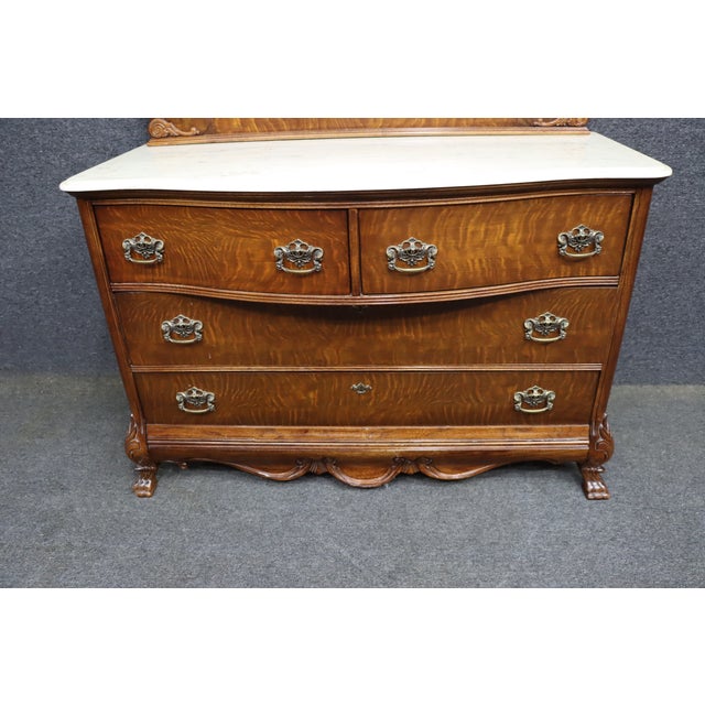 Pulaski Furniture Victorian Revival Oak Dresser With Faux Marble Top and Mirror For Sale - Image 14 of 14