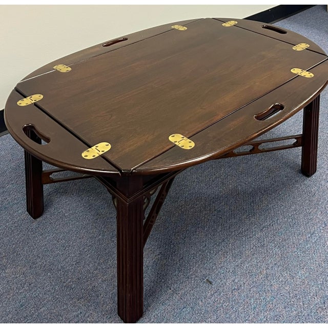 Brown Knob Creek Mahogany Chinese Chippendale Butlers Tray Coffee Table For Sale - Image 8 of 11