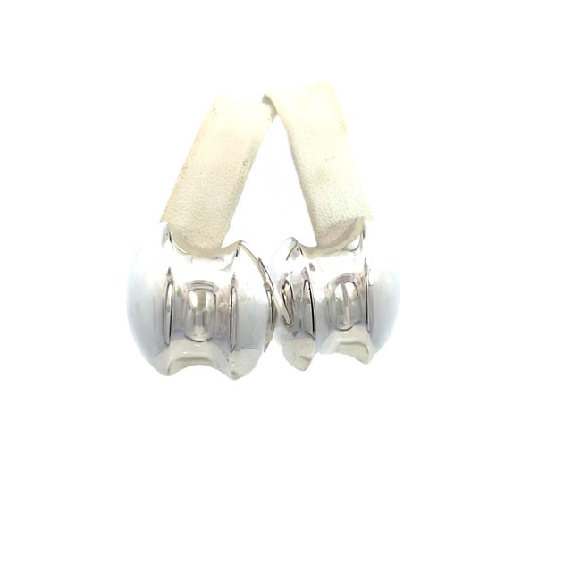Metal 1990s Pair of Tiffany & Co Estate Large Puffed Earrings Sterling Silver 6.5 Grams For Sale - Image 7 of 7