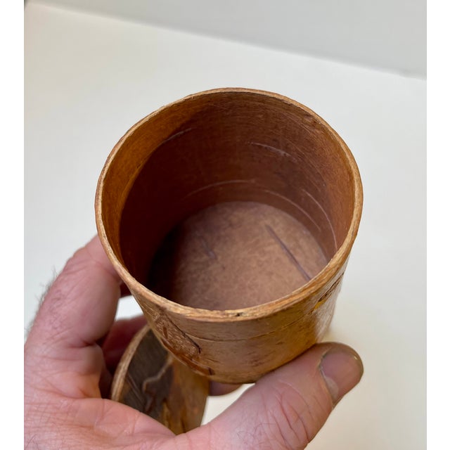 Folk Art Birch Bark Canister and Wooden Boot, 1930s, Set of 2 For Sale - Image 6 of 13