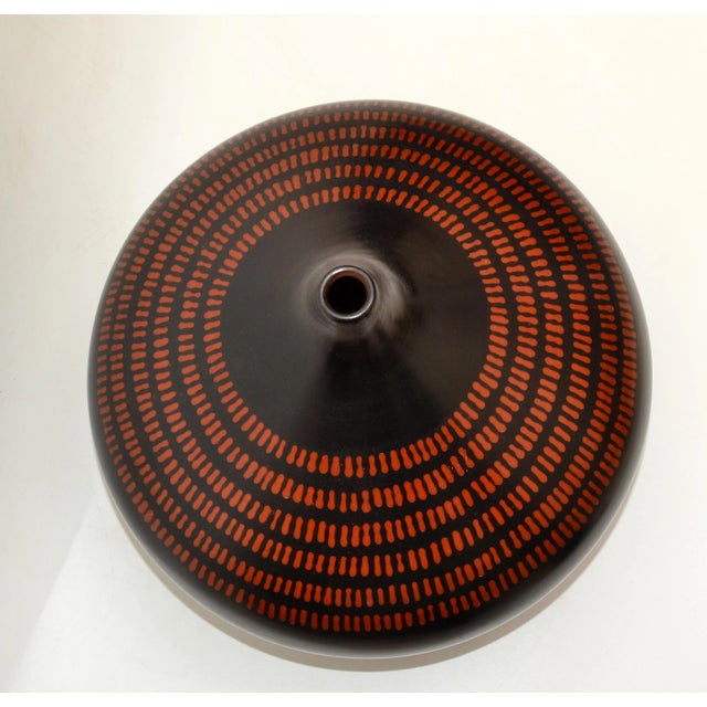 Signed Peruvian Urn Shape Studio Piece Black & Brown Ceramic Vase, Pottery For Sale - Image 9 of 13