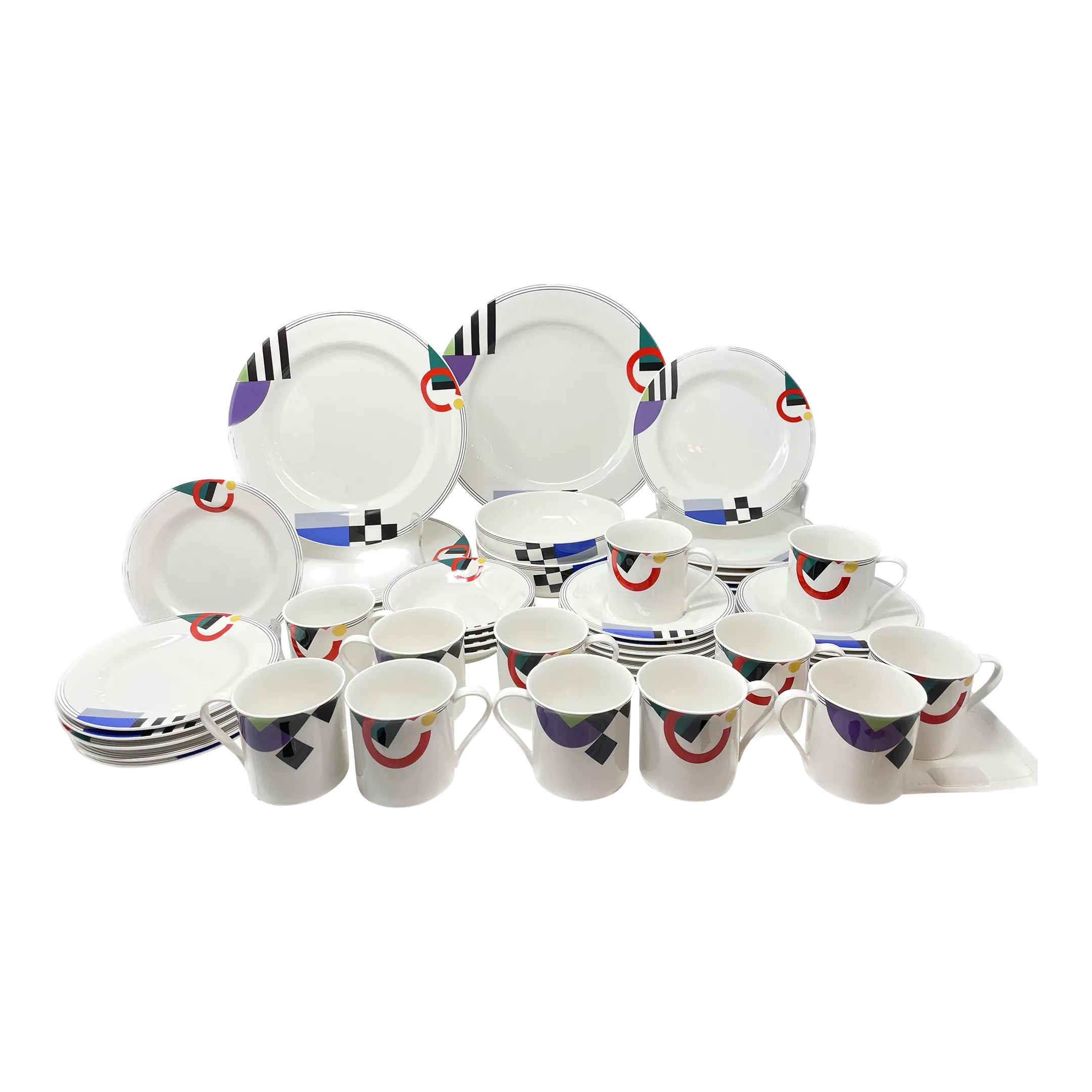 1990's “High Spirits” Geometric Postmodern Dinnerware by Mikasa