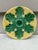 Colorful French Majolica green and yellow oyster plate with stylized leaves, circa 1890.