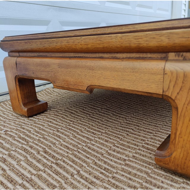 Thomasville Mid Century Burl Wood Cocktail Coffee Table Ming Style MCM