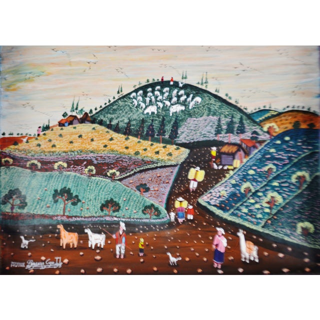 Vintage Framed Folk Art Painting on Vellum Artist Signed Make Fair Offer Chairish