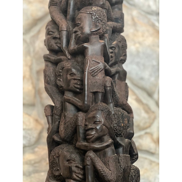 Mid-20th Century Large African Blackwood Makonde "Tree of Life" Ujamaa Sculpture – 45"h For Sale - Image 9 of 16