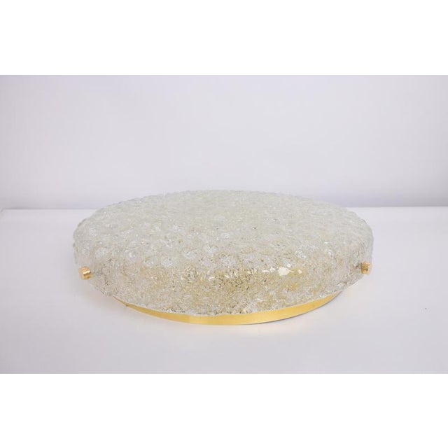 1970s Large Vintage Flush Mount in Ice Glass from Hillebrand, Germany, 1970s For Sale - Image 5 of 16